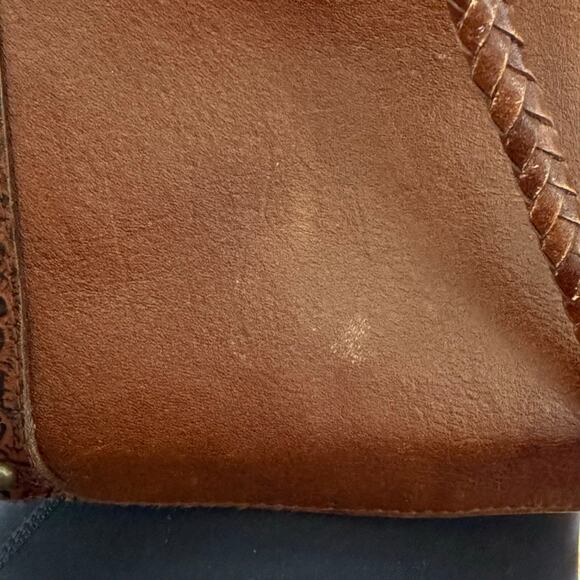 Vtg Scully Brown Tooled Beaded Leather Shoulder Bucket Bag Purse Western Boho - Picture 11 of 11